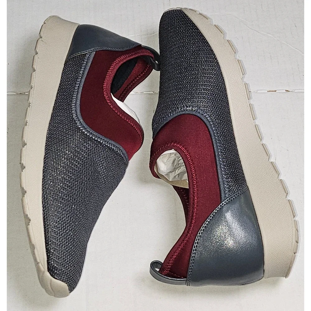 Lori Goldstein LOGO LI-POSY Carbon Grey Mesh Neoprene Slip On Sneakers Women 8.5